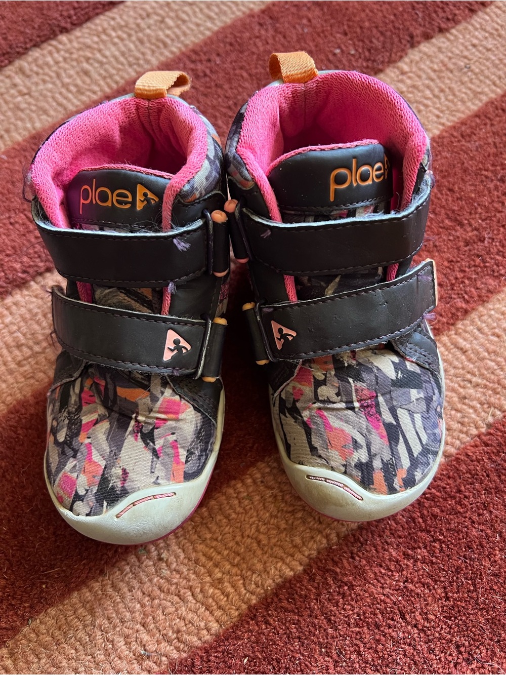 PLAE Kids Pink, Black & Orange Patterned High-Top Boots